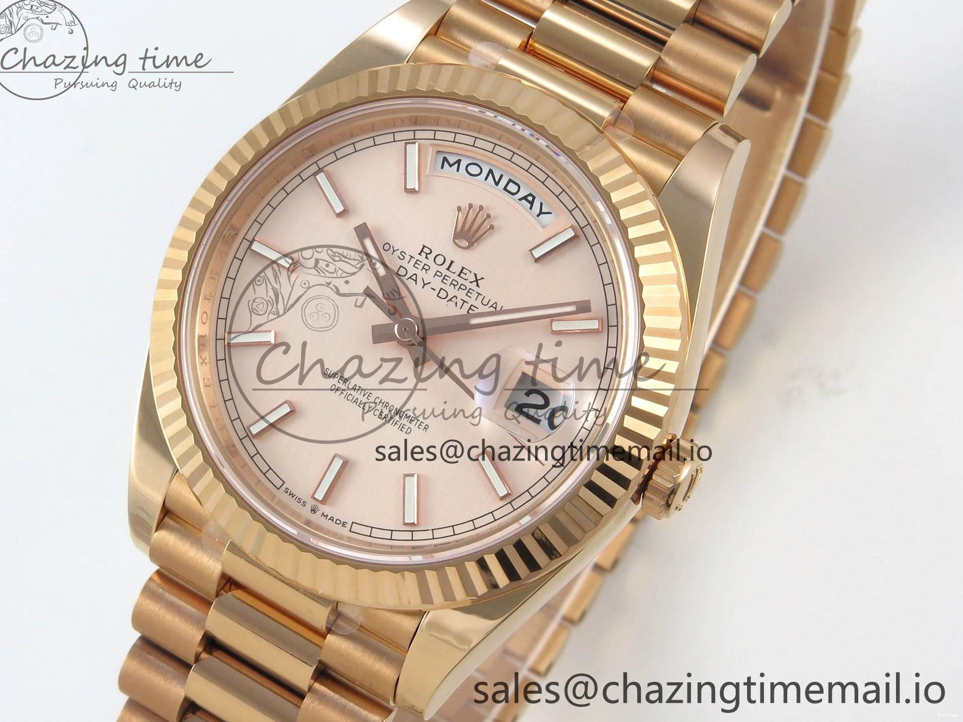 MiroTime 0113 Day Date 40 RG 228235 THBF 1:1 Best Edition RG Marker Dial on President Bracelet VR3255 V3 (Gain Weight) Seasonal 260